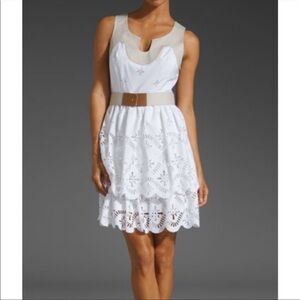Milly‎ Pippa Laser Cut Sleeveless Dress in White Size 6